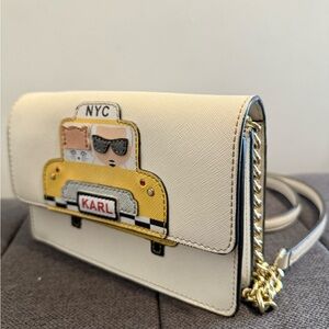 Karl Lagerfeld Cream and Yellow NYC Taxi Crossbody Bag